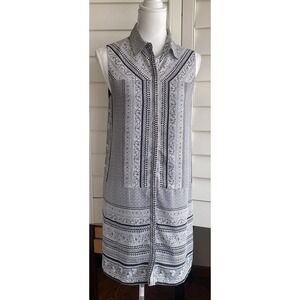 Bailey 44 Women S Chiffon Collared Short Sleeve Shirt Dress Black White USA made